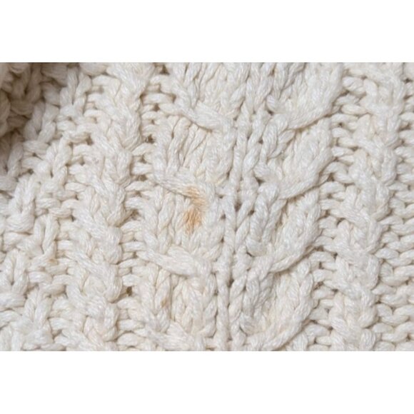 Handknit Aran Fisherman Sweater XXL Cream Cable Knit Crewneck Pullover - Picture 10 of 10